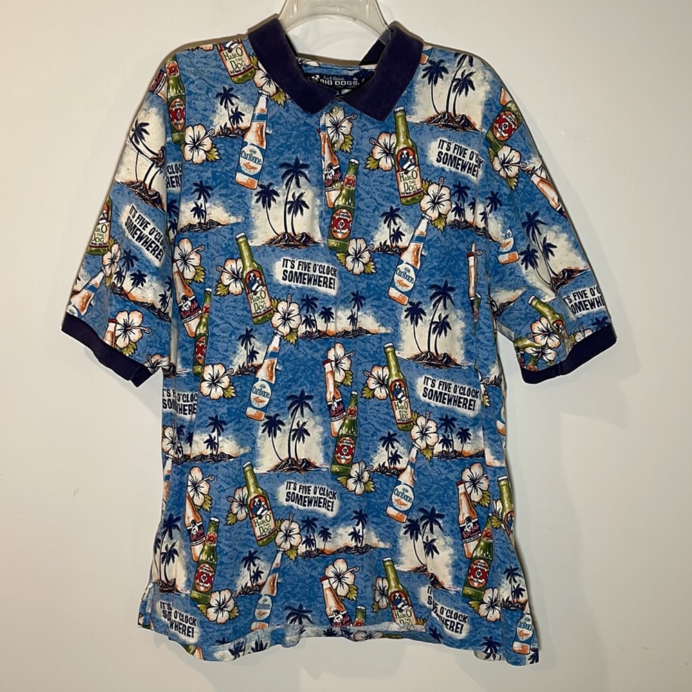 Big Dogs Large Graphic Polo " It's Five O'Clock" Mens 2X